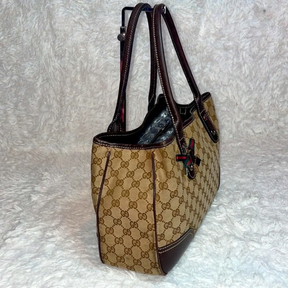 Gucci Princy Canvas & Leather Guccissima Monogram Medium Shoulder Tote Bag Brown - Picture 4 of 17